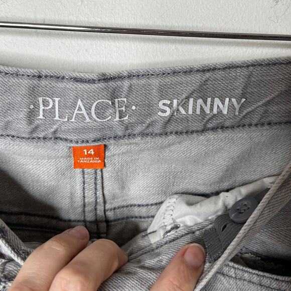 Children's Place Girl's Skinny Jeans 14 Charcoal Gray Light Wash Mid Rise Denim - Picture 6 of 8